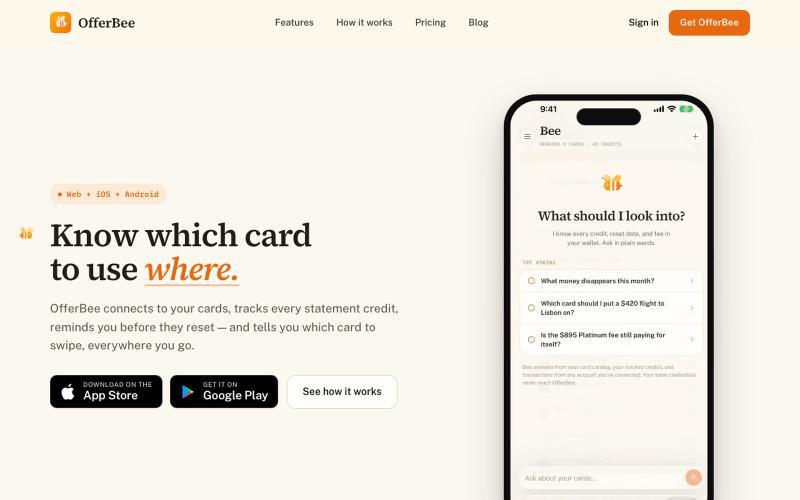 OfferBee — Get the highest return on every swipe. — screenshot