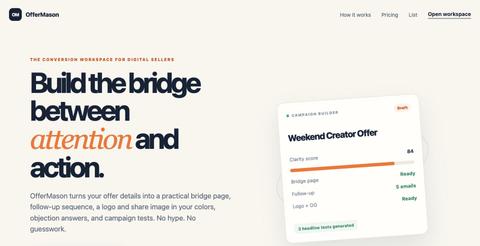OfferMason | Campaign Builder for Digital Sellers — screenshot