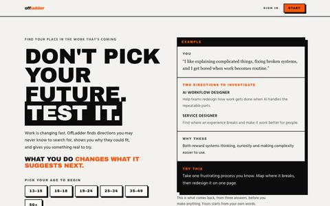OffLadder | Don't pick your future. Test it. — screenshot