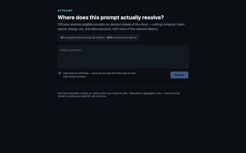 Offramp — resolve locally before you pay for the cloud — screenshot