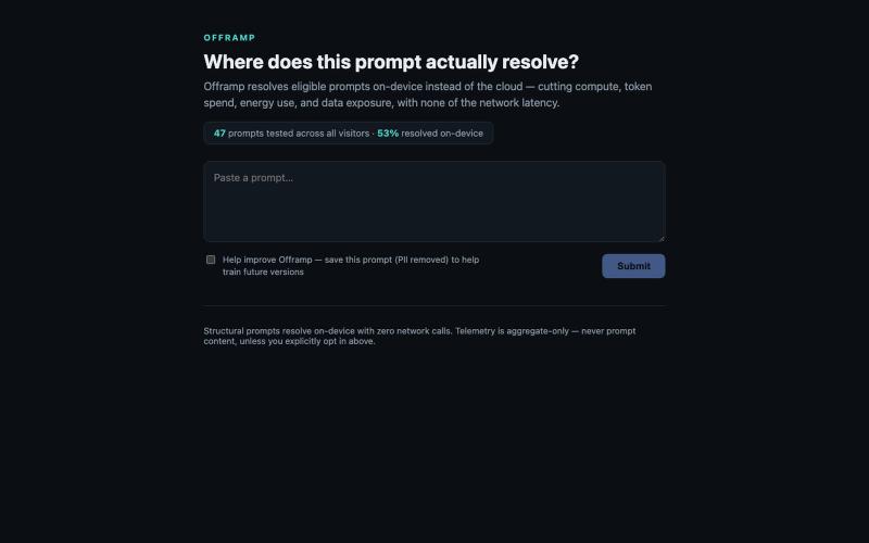 Offramp — resolve locally before you pay for the cloud — screenshot