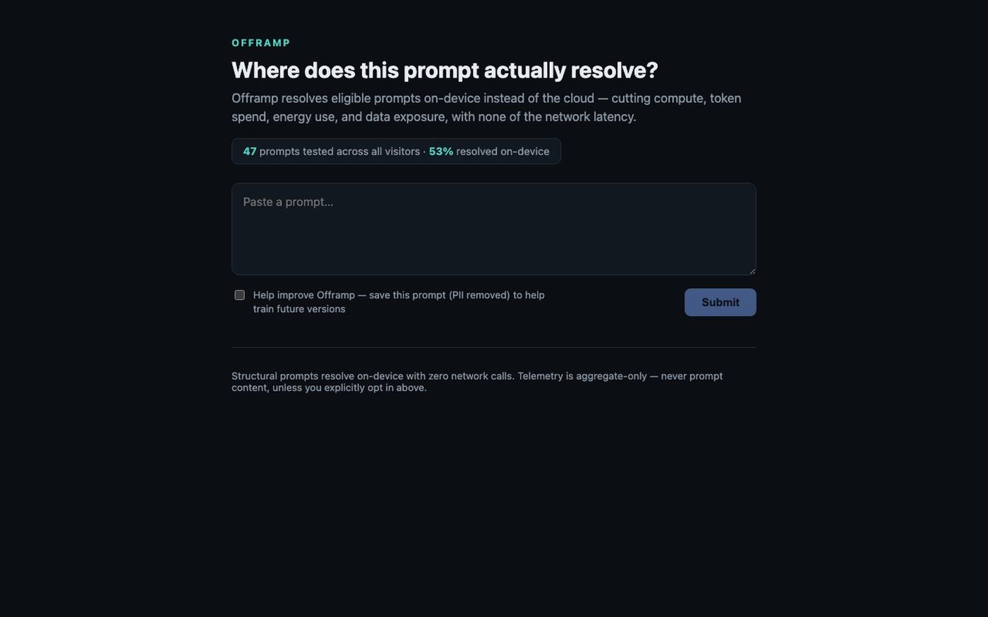 Offramp — resolve locally before you pay for the cloud — screenshot