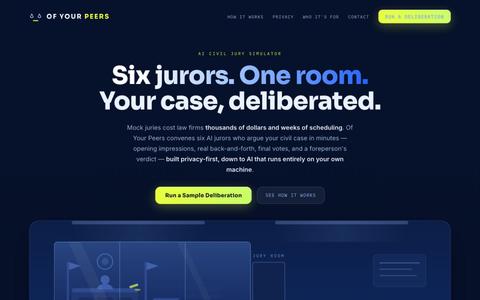 Of Your Peers — AI Civil Jury Simulator. Test your case before trial. — screenshot