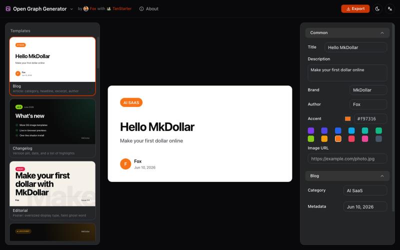Open Graph Generator | MkDollar — screenshot