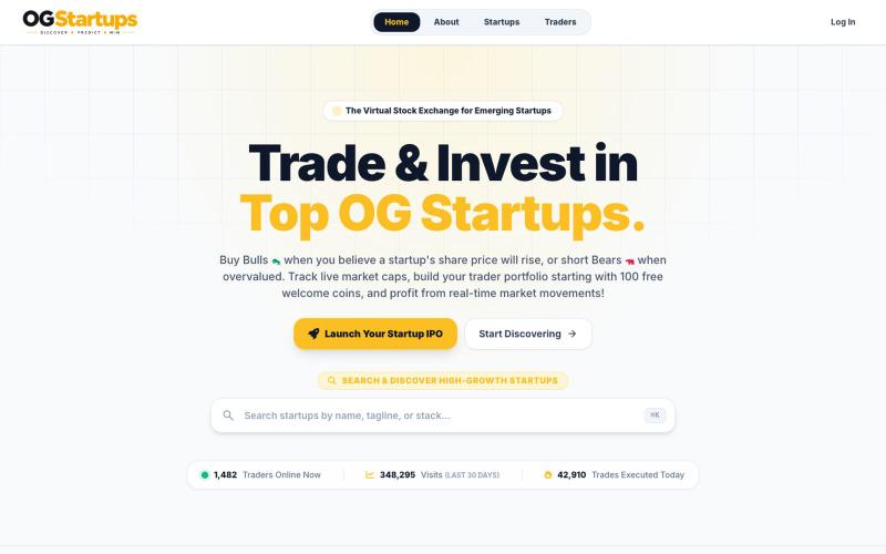 OGStartups - Predict & Trade What Wins Next | Virtual Startup Stock Exchange — screenshot