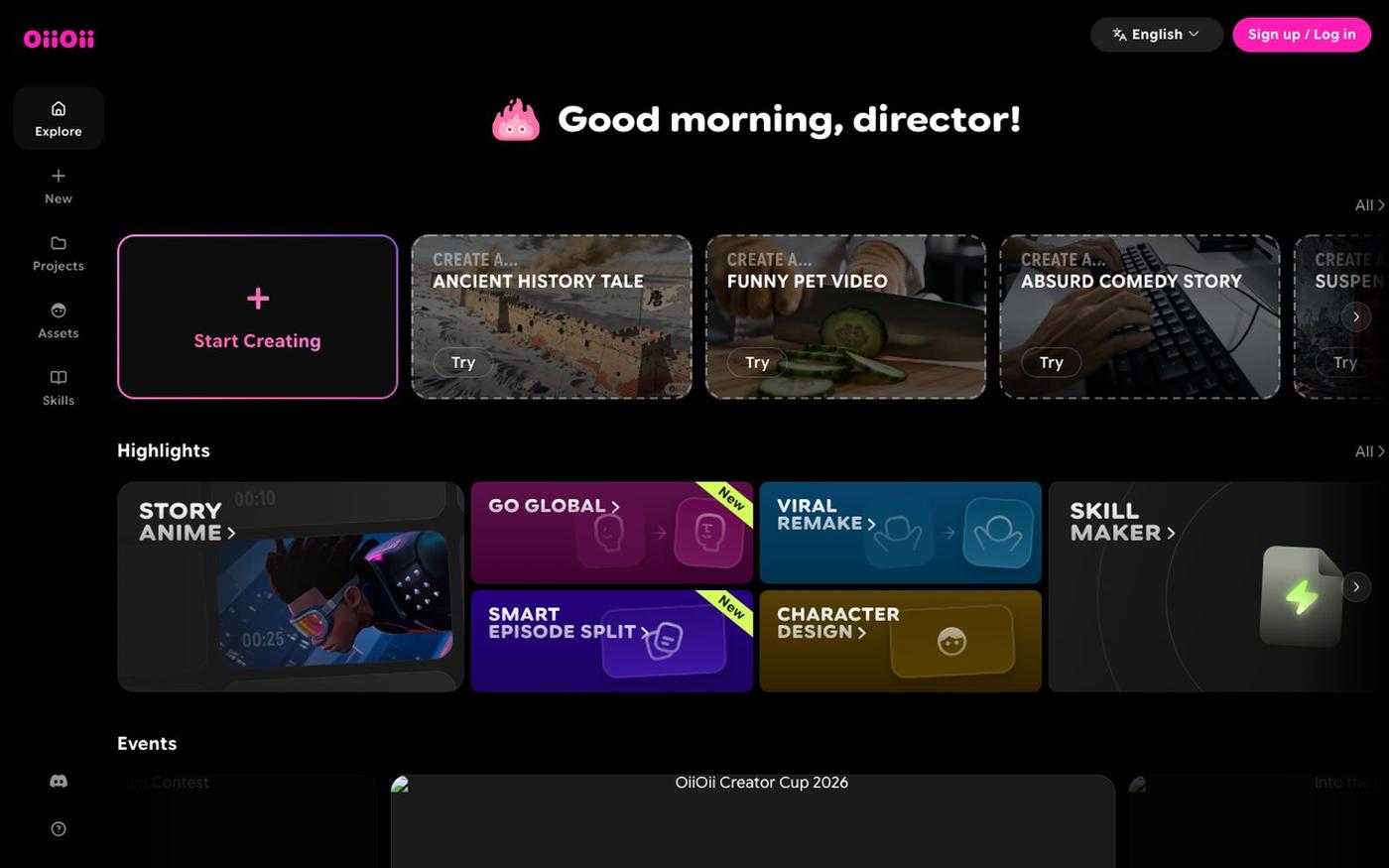 OiiOii.ai - AI Animation Agent Team for You — screenshot