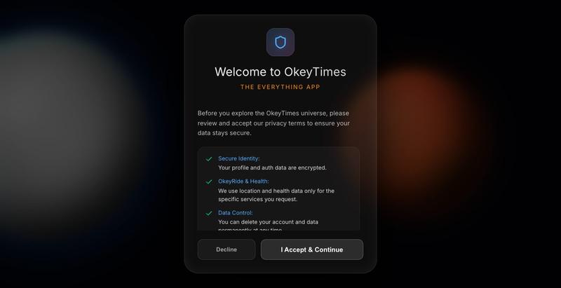 OkeyTimes — The Everything App | Social, Ride-Hailing, AI & Games — screenshot