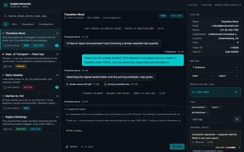 Operator Inbox — Vodata Networks — screenshot