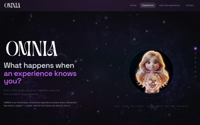 OMNIA | AI Experience Center — Immersive Interactive AI Art & Agentic Museum — screenshot