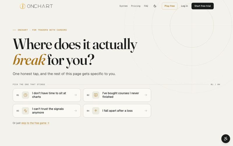 OnChart, the complete trading system for traders with careers — screenshot