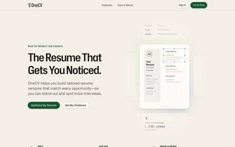 OneCV — Crafting Your Next Chapter — screenshot