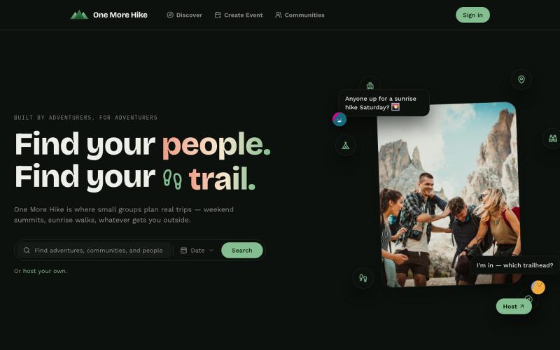 One More Hike — Find your people. Find your trail. — screenshot