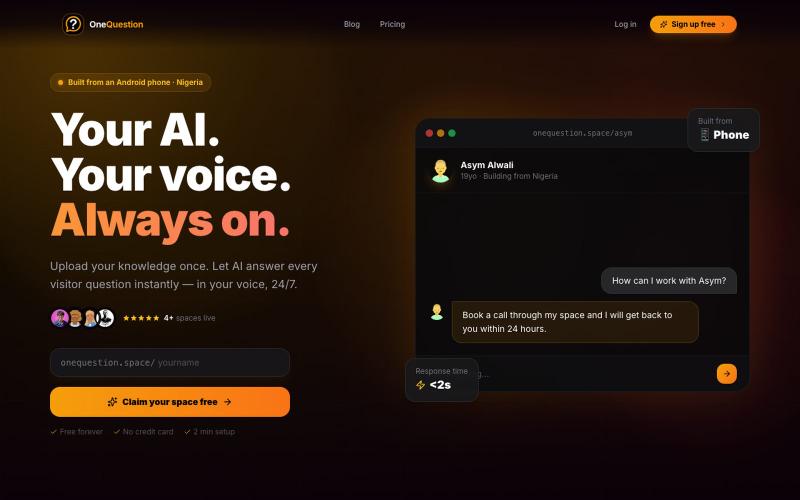 One Question - Your AI-Powered Q&A Page — screenshot