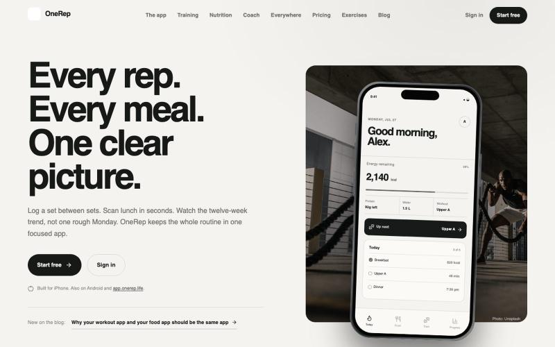 OneRep | Workout, Food and Progress Tracker in One App — screenshot
