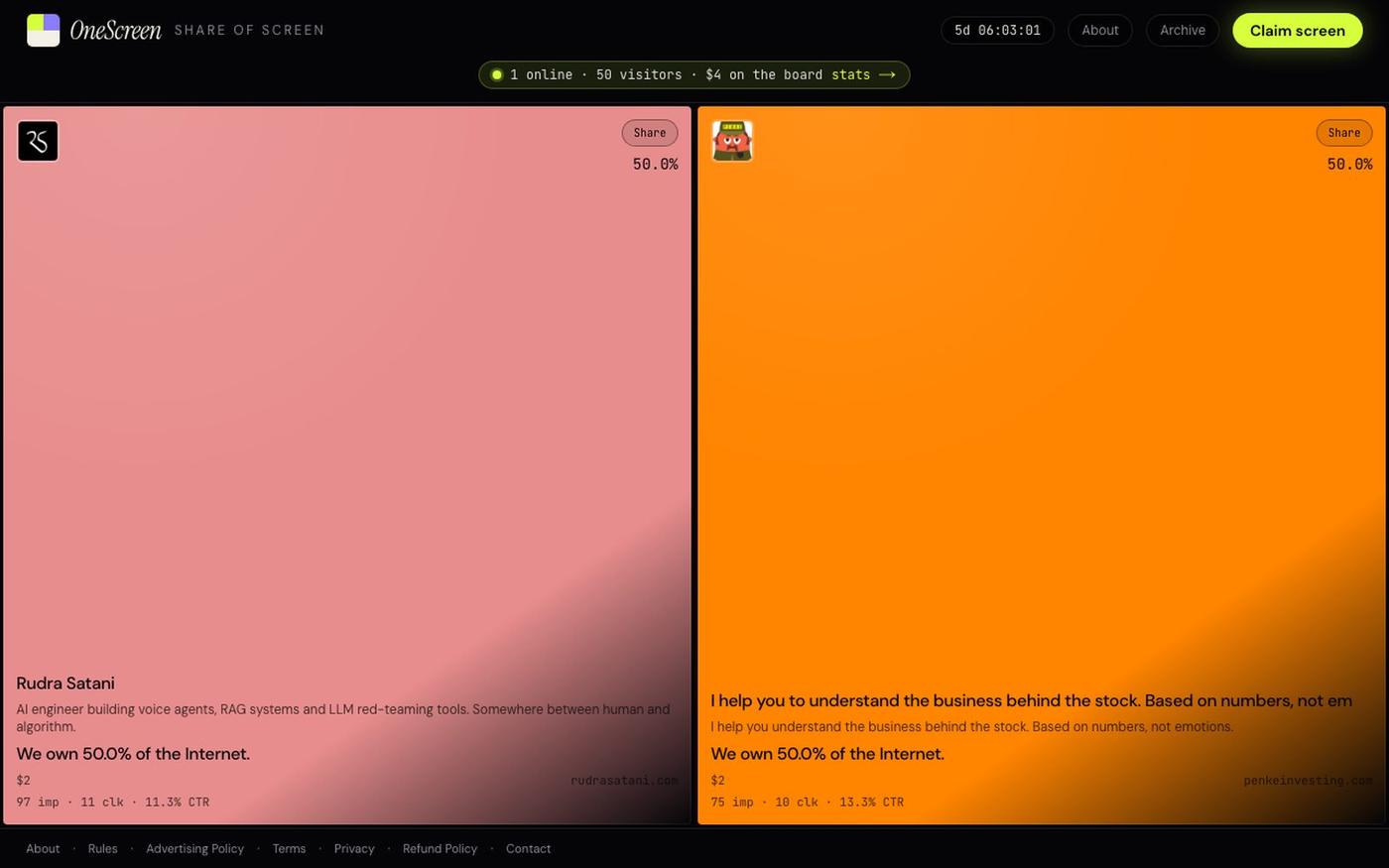 OneScreen — digital advertising board — screenshot