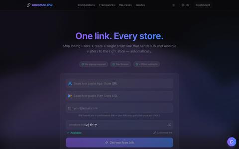 onestore.link — One link for every app store. Free, instant. — screenshot