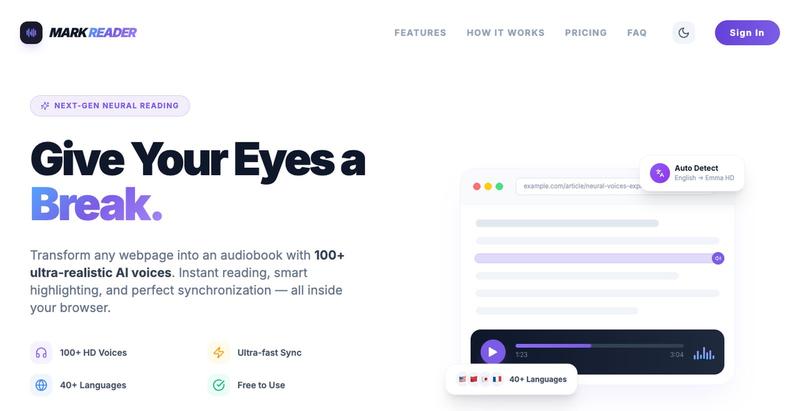 Mark Reader — AI-Powered Text-to-Speech for Every Webpage — screenshot