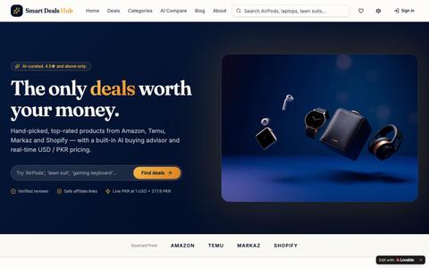 Smart Deals Hub — AI-Curated Deals from Amazon, Temu, Markaz & Shopify — screenshot