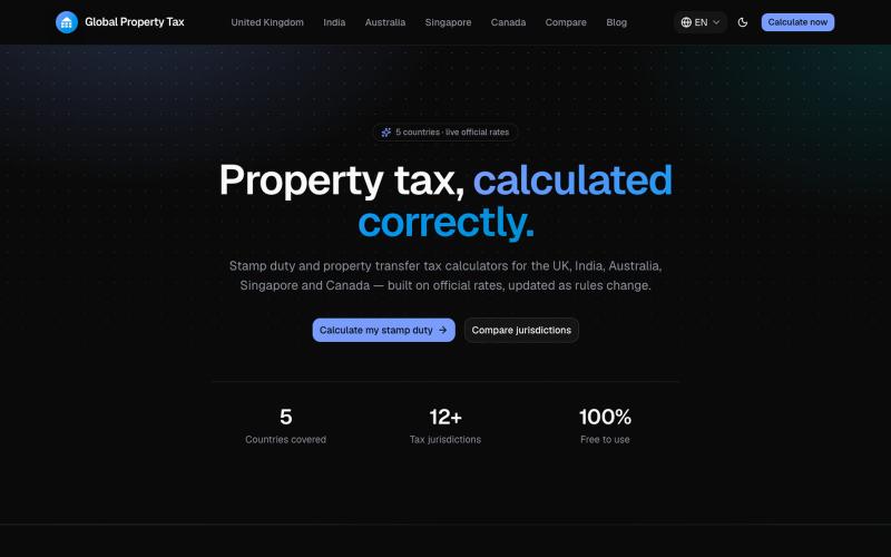 Free Online Tax Calculator | Stamp Duty & Property Transfer — screenshot