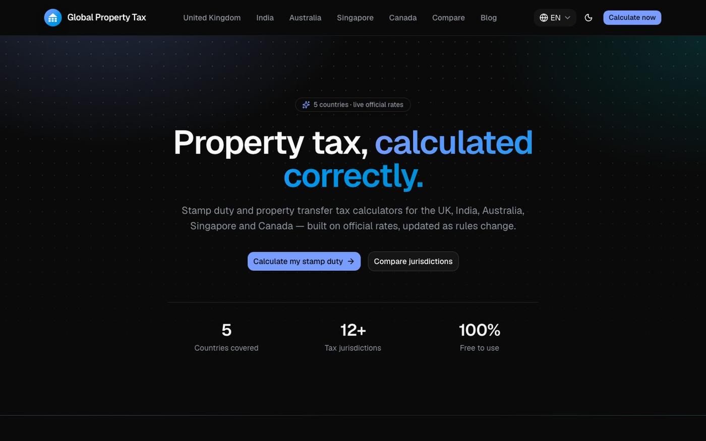 Free Online Tax Calculator | Stamp Duty & Property Transfer — screenshot