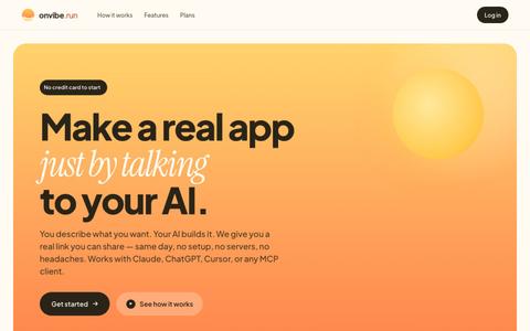 onvibe.run — Make a real app just by talking to your AI — screenshot