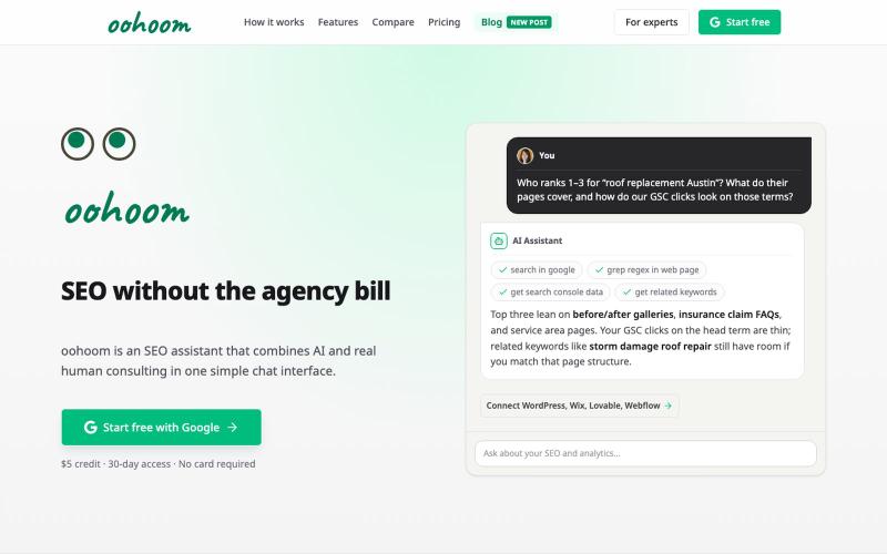 oohoom | SEO without the agency bill — screenshot