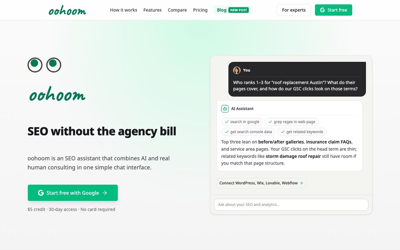 oohoom | SEO without the agency bill — screenshot