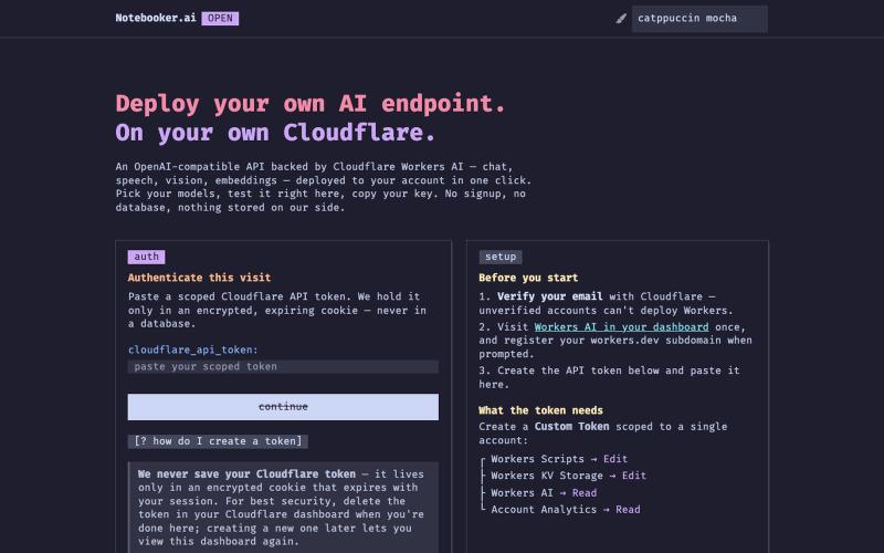 Open Notebooker — deploy your own AI endpoint — screenshot