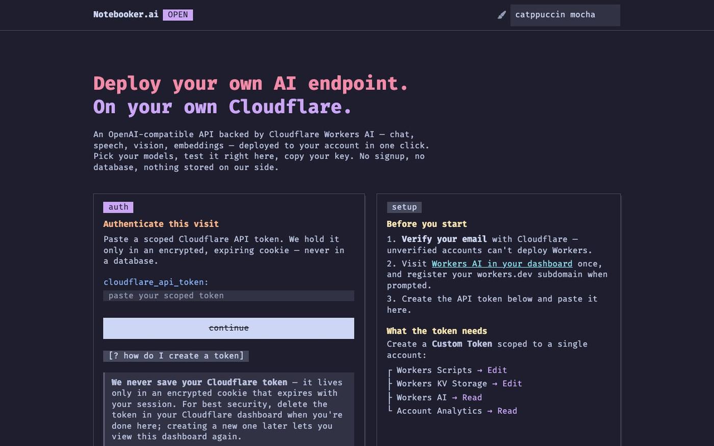 Open Notebooker — deploy your own AI endpoint — screenshot