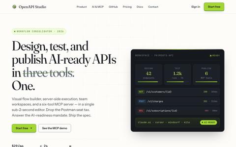 OpenAPI Studio — Design, test, and publish AI-ready APIs — screenshot