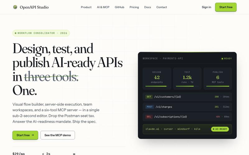 OpenAPI Studio — Design, test, and publish AI-ready APIs — screenshot