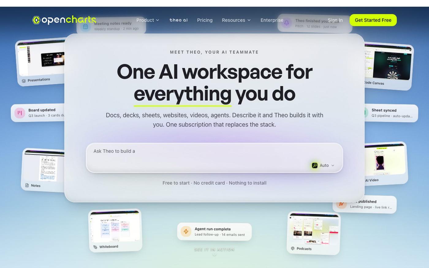 OpenCharts — AI-Powered Flowcharts, Whiteboards, Notes & Presentations — screenshot