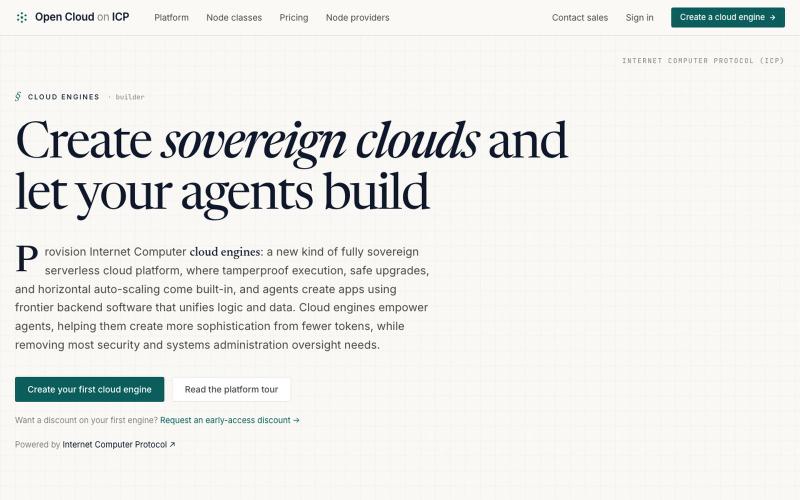 Open Cloud: Sovereign cloud engines on the Internet Computer — screenshot