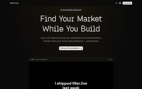 OpenCorp — Find Your Market While You Build — screenshot