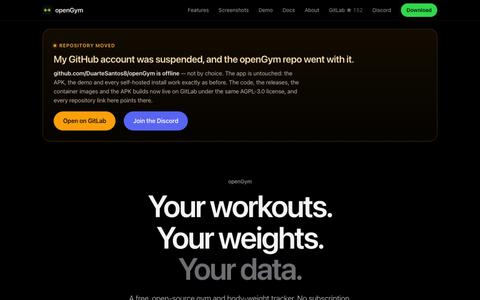 openGym — free, open-source gym & body-weight tracker — screenshot