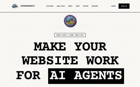 OpenHermit — Make Your Website Work for AI Agents. And See Everything They Do. — screenshot