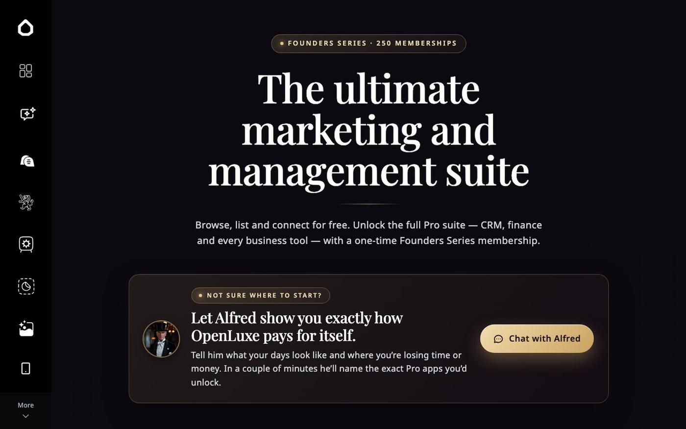 OpenLuxe Pro — Run your whole business from one place · Try it now — screenshot