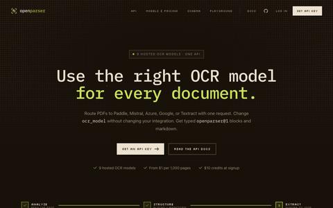 OpenParser: nine OCR models, one API — screenshot