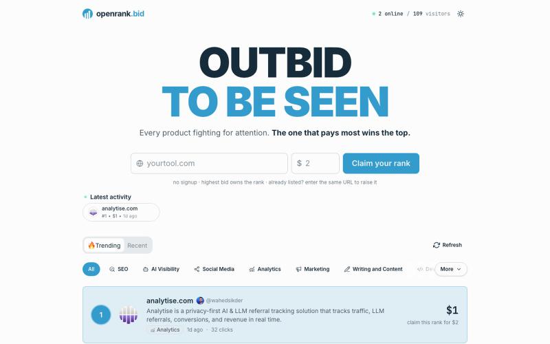 OpenRank - Bid Higher. Rank Higher. — screenshot