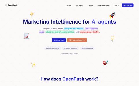 OpenRush: The Marketing Data Layer for AI Agents — screenshot