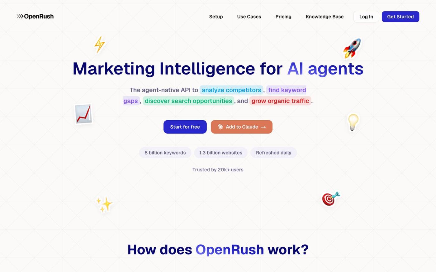 OpenRush: The Marketing Data Layer for AI Agents — screenshot