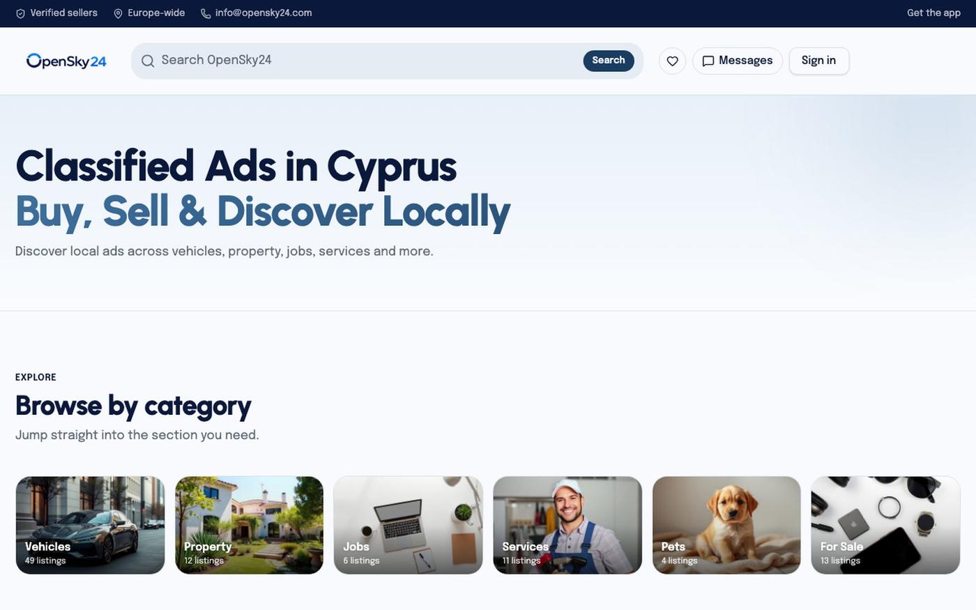 OpenSky24 — Free Classified Ads: Cars, Property & Jobs — screenshot