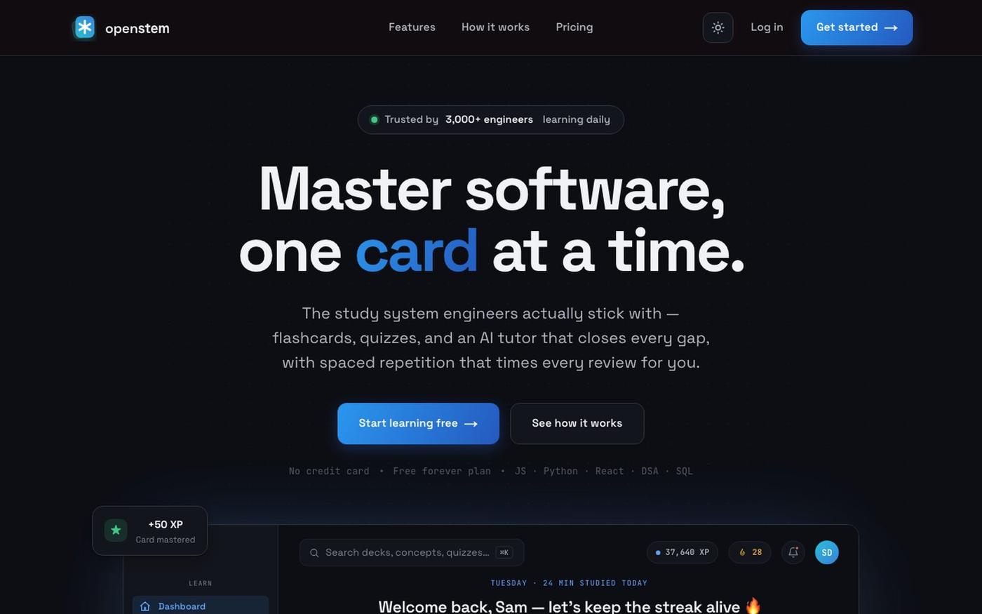 openstem — code skills that finally stick — screenshot