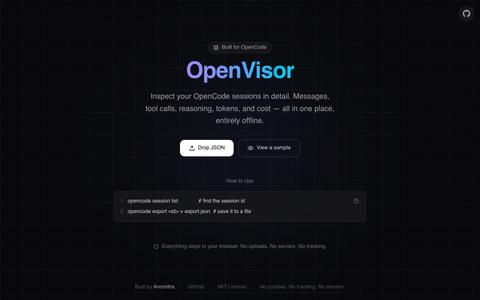 OpenVisor — OpenCode Session Explorer — screenshot