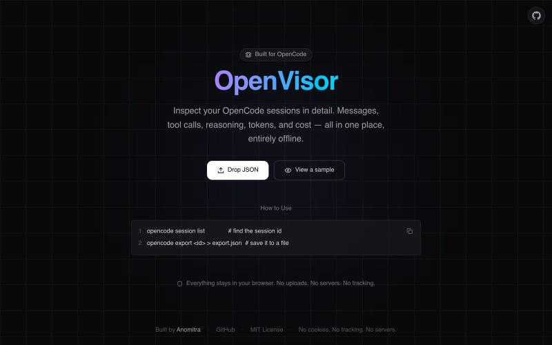 OpenVisor — OpenCode Session Explorer — screenshot