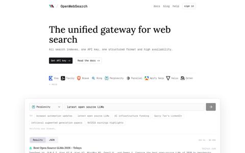 The unified gateway for web search — OpenWebSearch — screenshot