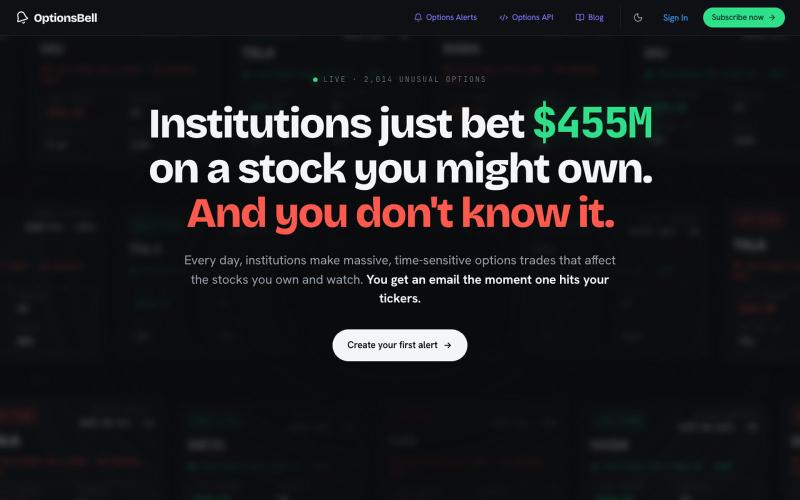 Options Alerts - Unusual Options Activity for Your Stocks — screenshot
