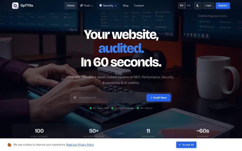 OpTYXo — Free SEO Audit Tool for Your Website — screenshot