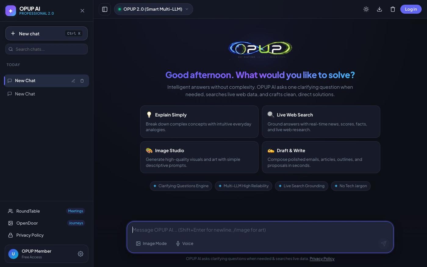 OPUP AI — Intelligent, Plain-English AI Assistant — screenshot