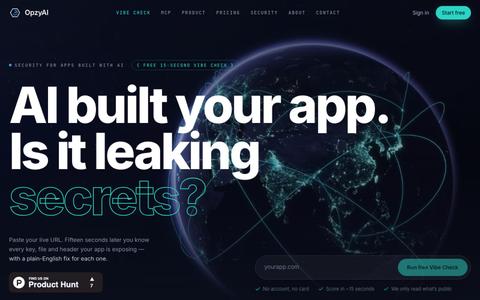 OpzyAI — Security for apps built with AI — screenshot